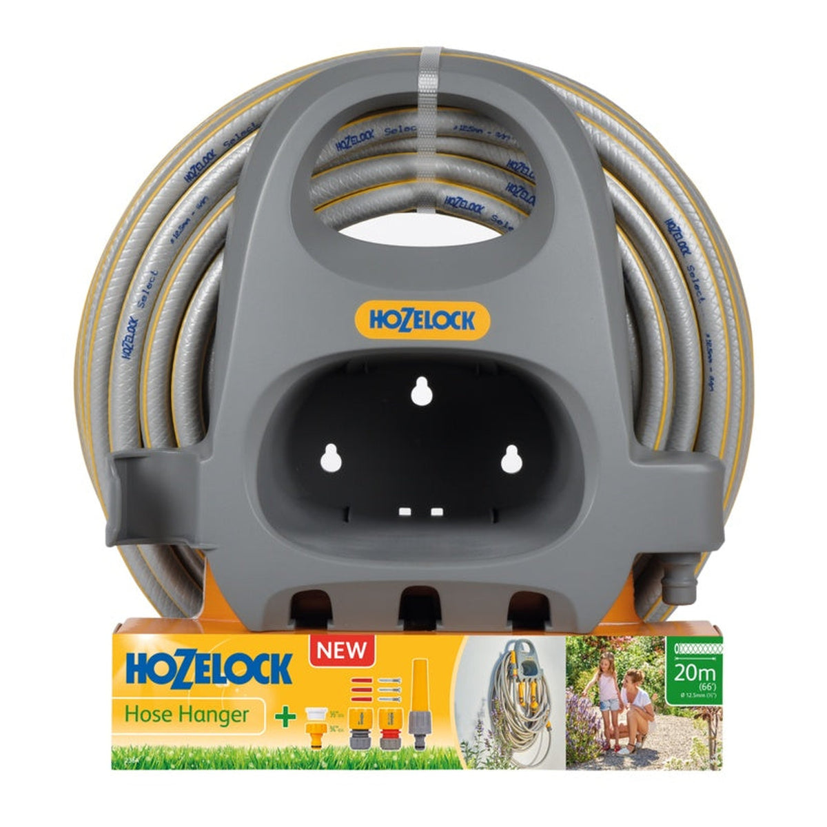 Hozelock hose hanger with 20m hose and fitting set