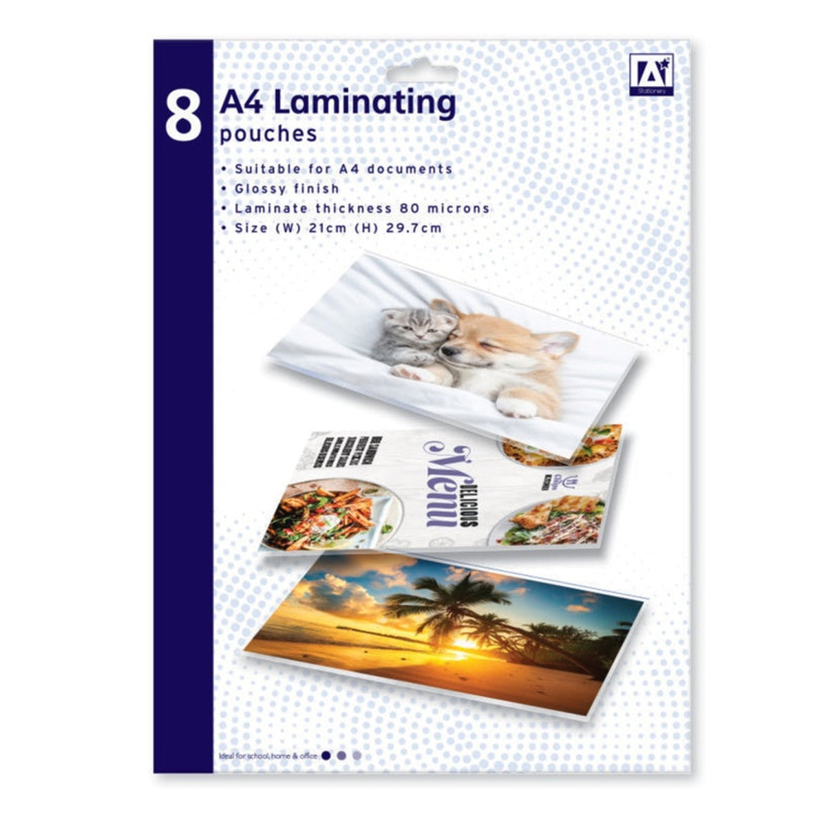 I G Design pack of 8 A4 glossy laminating pouches