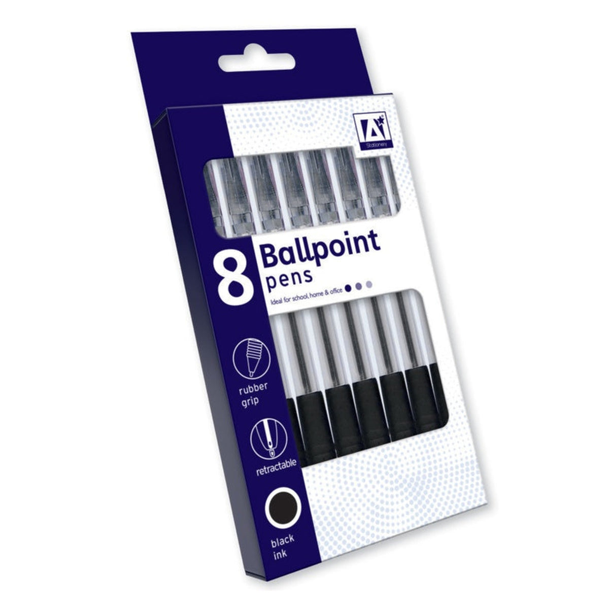I G Design black ballpoint pens pack of 8