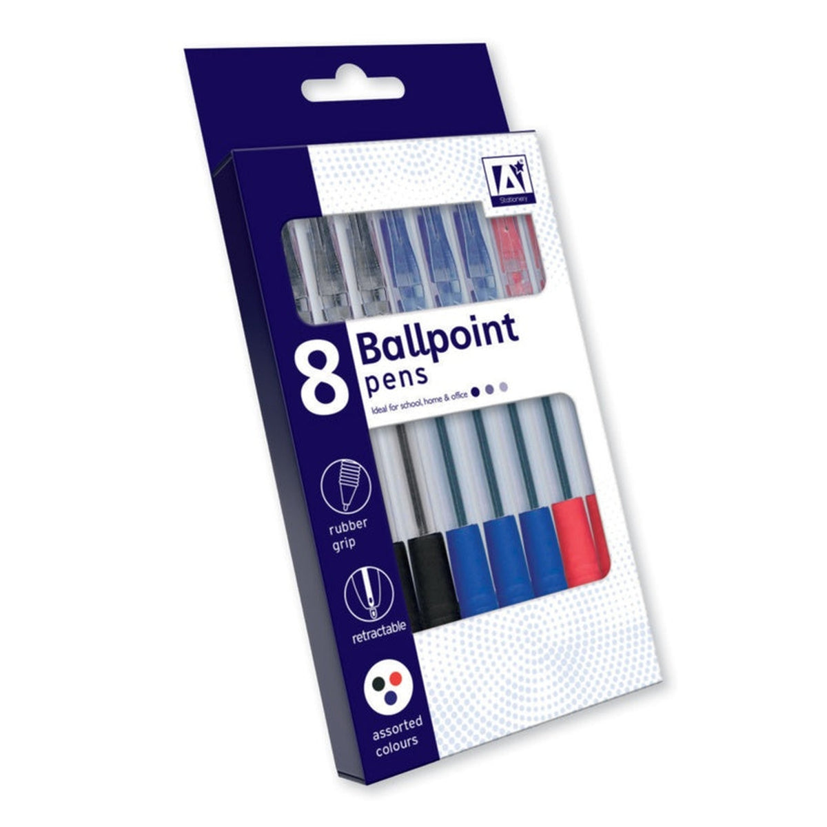 Pack of 8 I G Design grip ballpoint pens