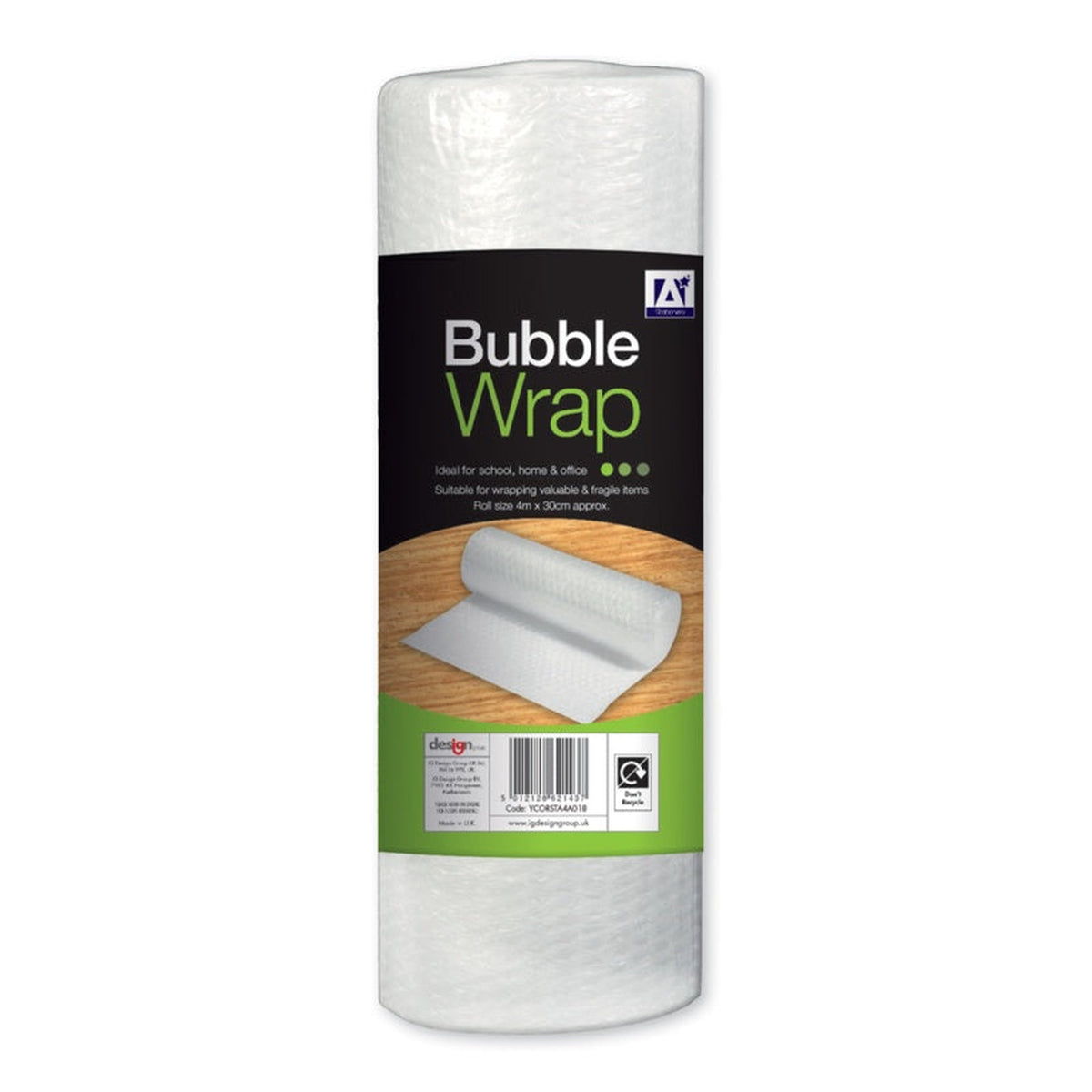 I G Design bubble wrap roll, 4m x 30cm