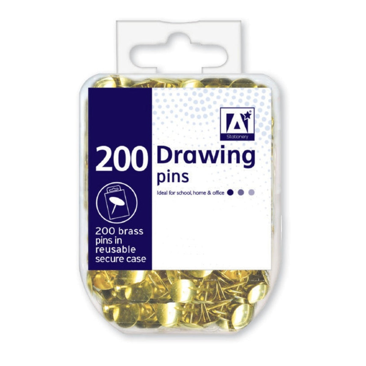 Hardcase of 200 I G Design gold drawing pins