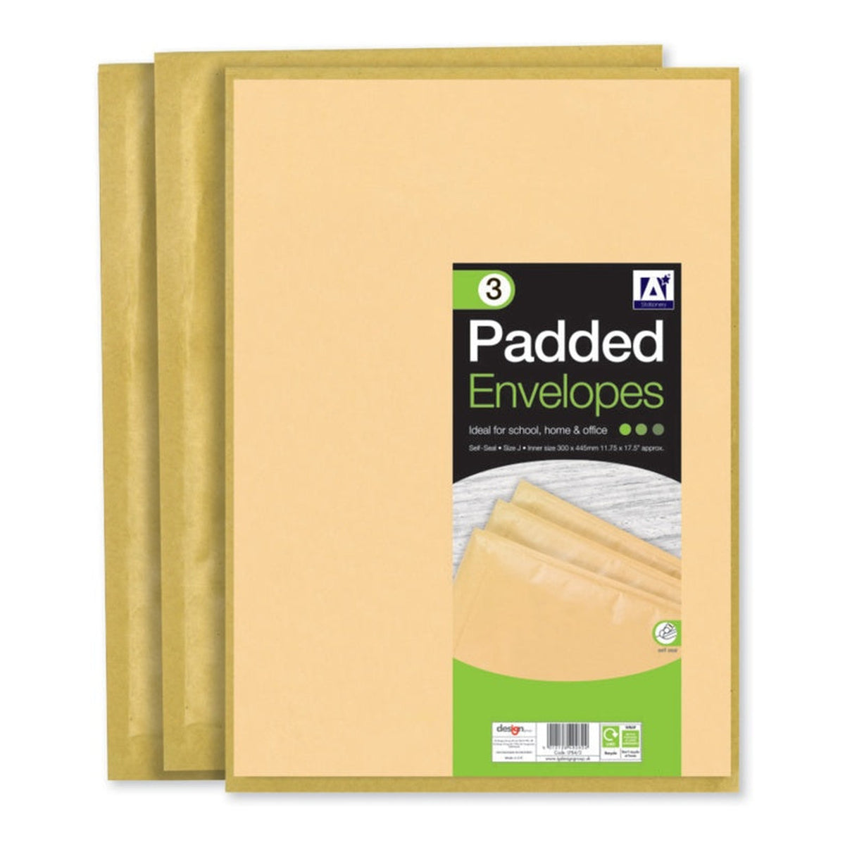Pack of three I G Design brown padded envelopes