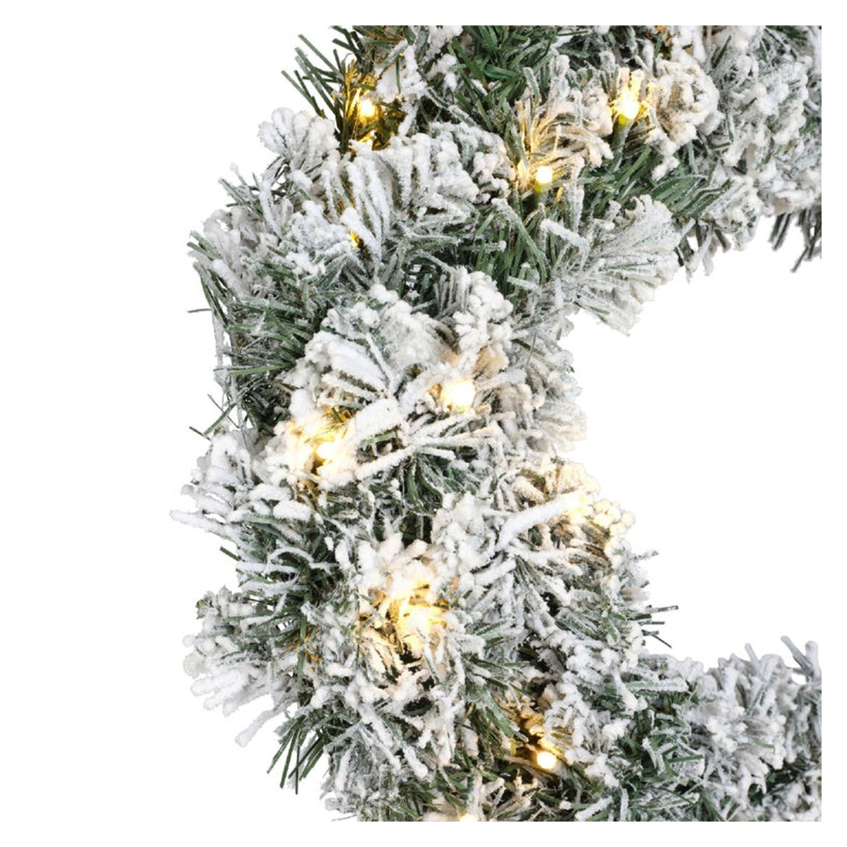 Imperial Snowy Green Wreath With Warm White LEDs - 50cm, view 4