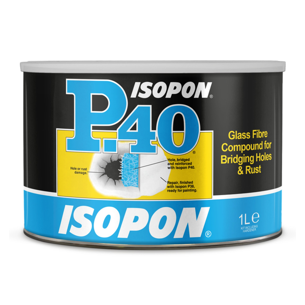 Isopon P.40 glass fibre body filler 1L tin