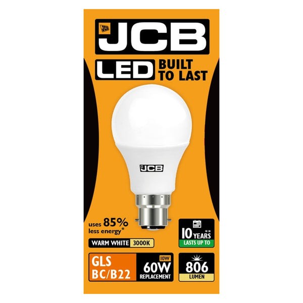 JCB LED A60 opal B22 warm white bulb, 806 lumens