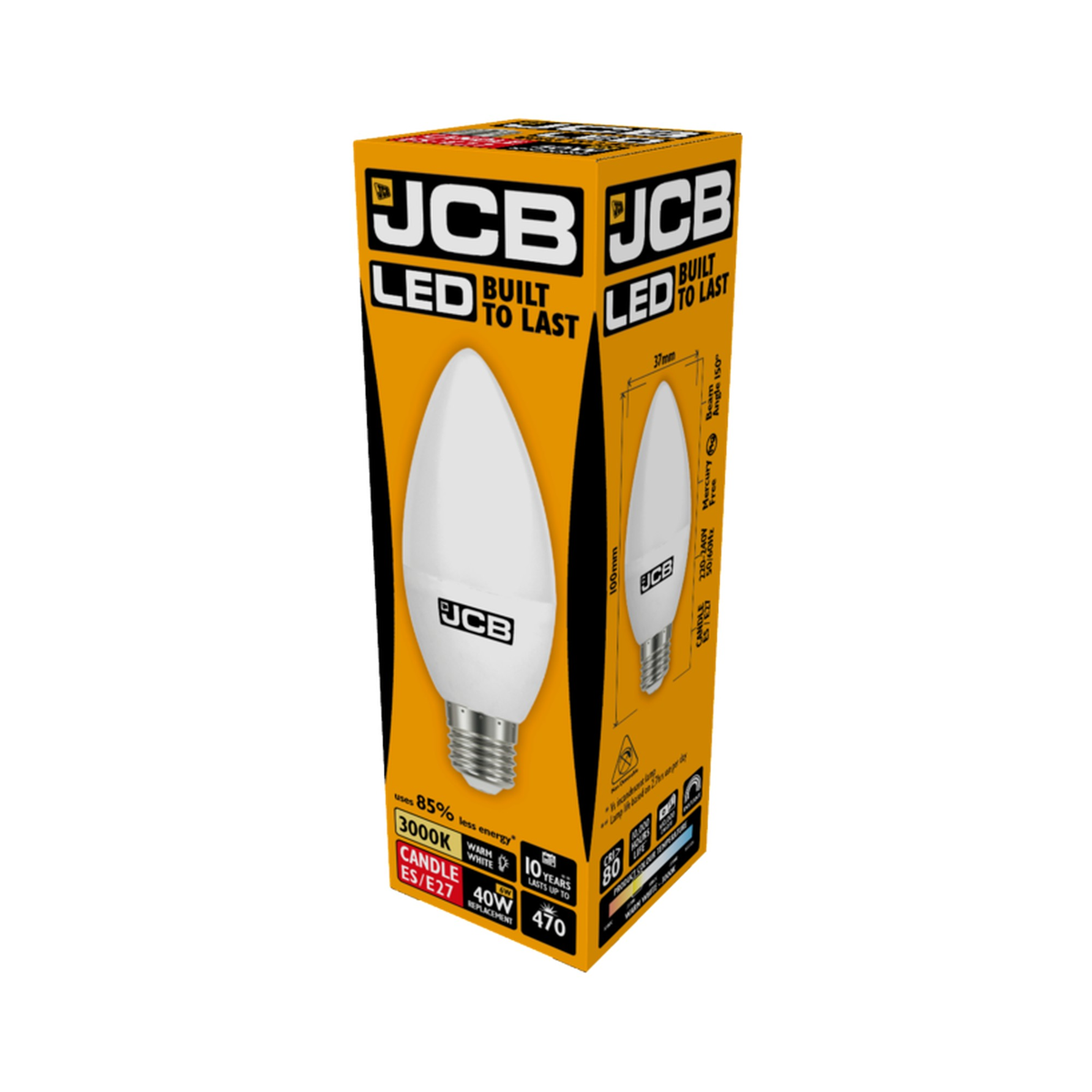 JCB LED candle bulb E27 470 lumens warm white