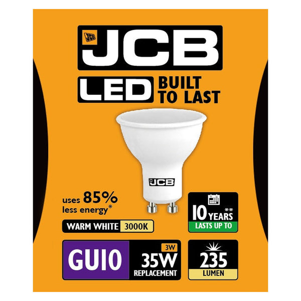 JCB 3W GU10 LED bulb in warm white 3000K