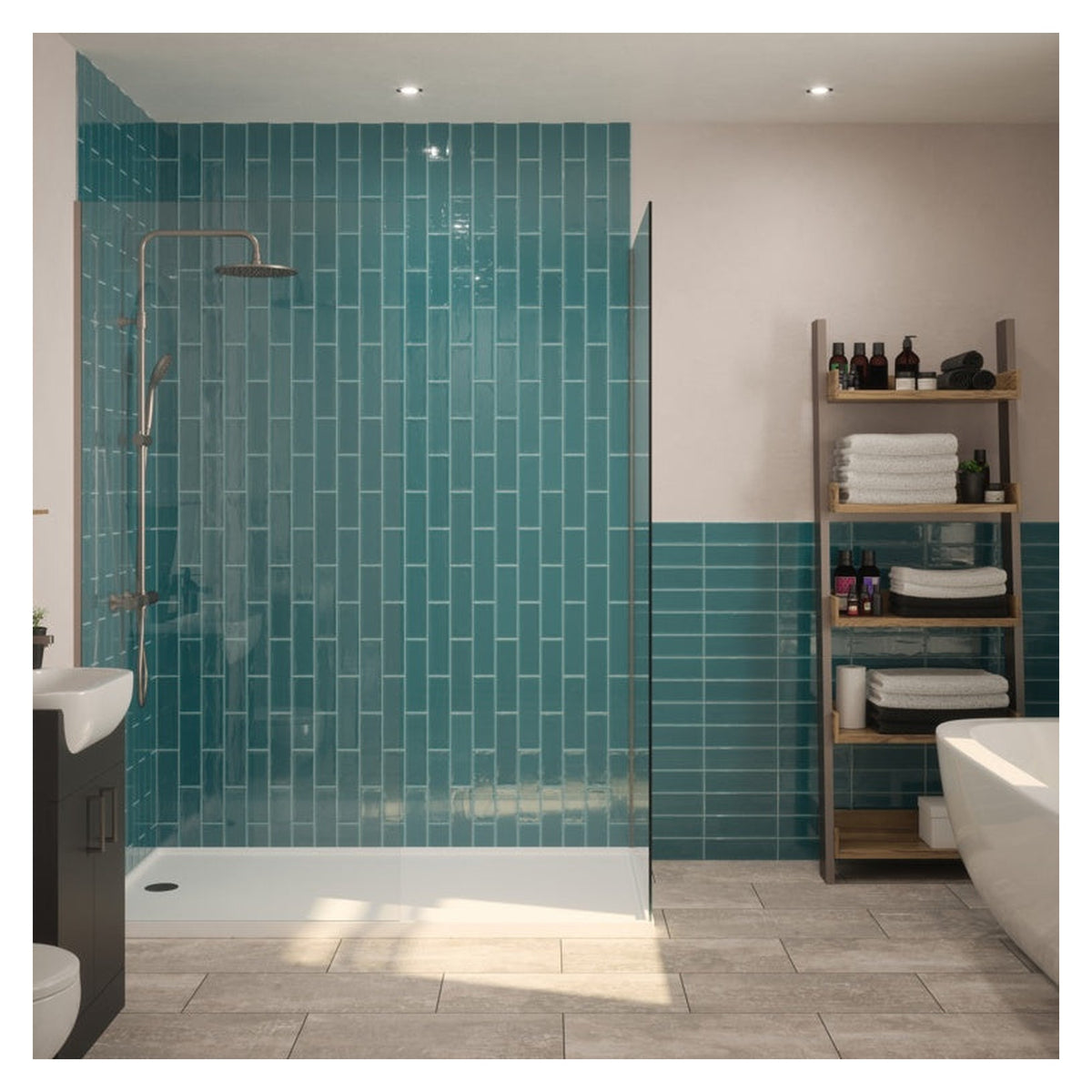 Johnson Tiles 1901 Campbell Ocean slim brick wall tile, view 2