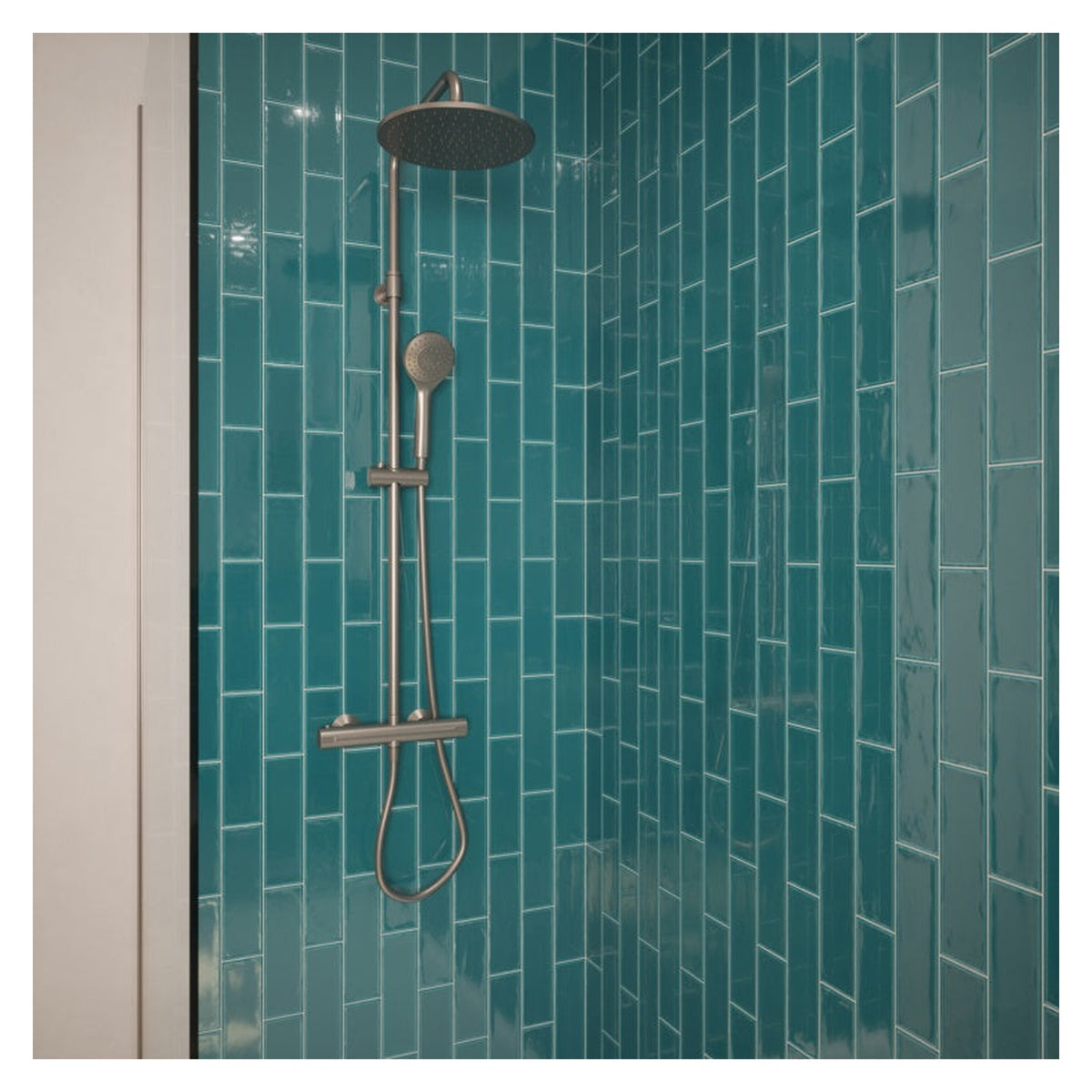 Johnson Tiles 1901 Campbell Ocean slim brick wall tile, view 3