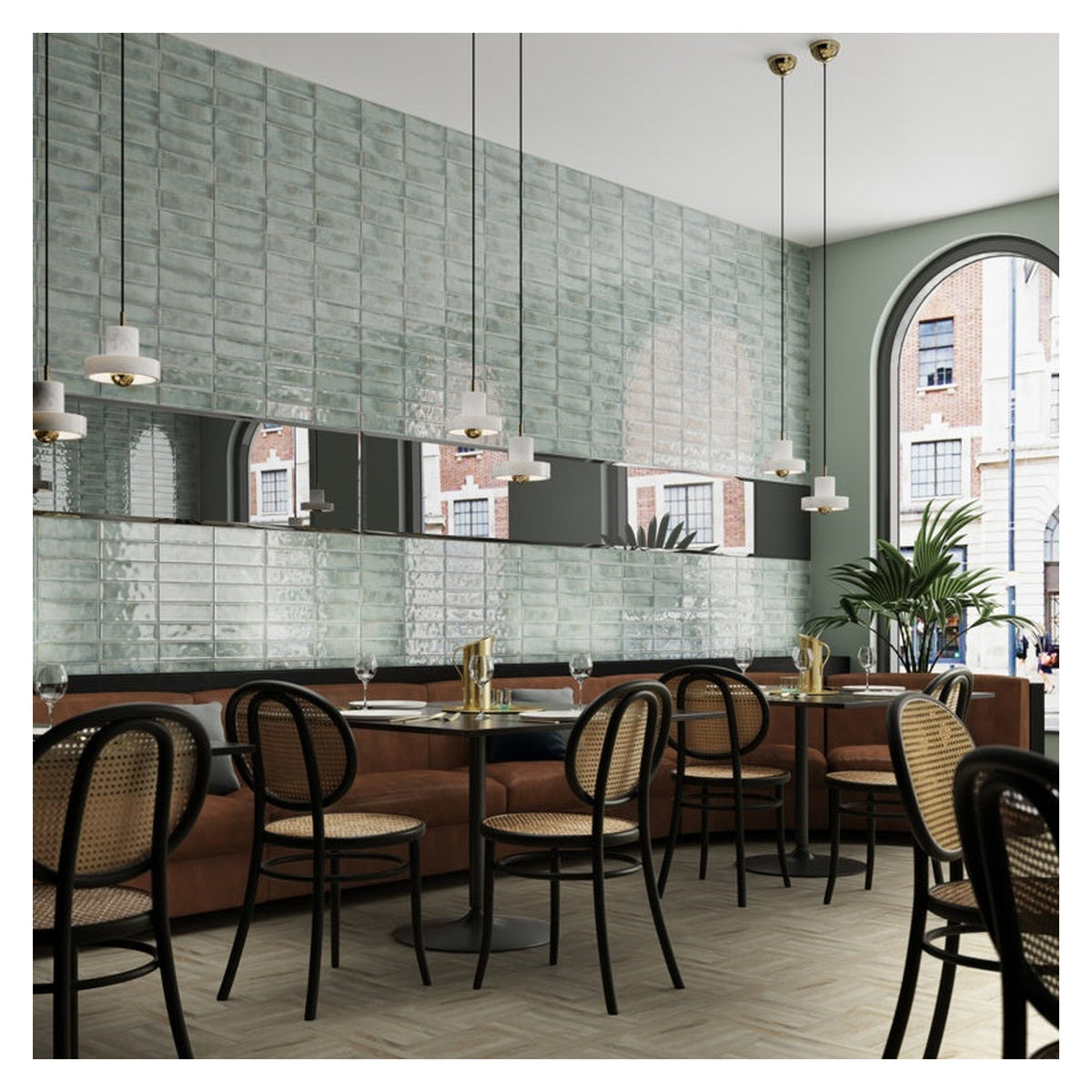 Johnson Tiles Melrose Moss gloss wall tile 245 x 75mm, view 2