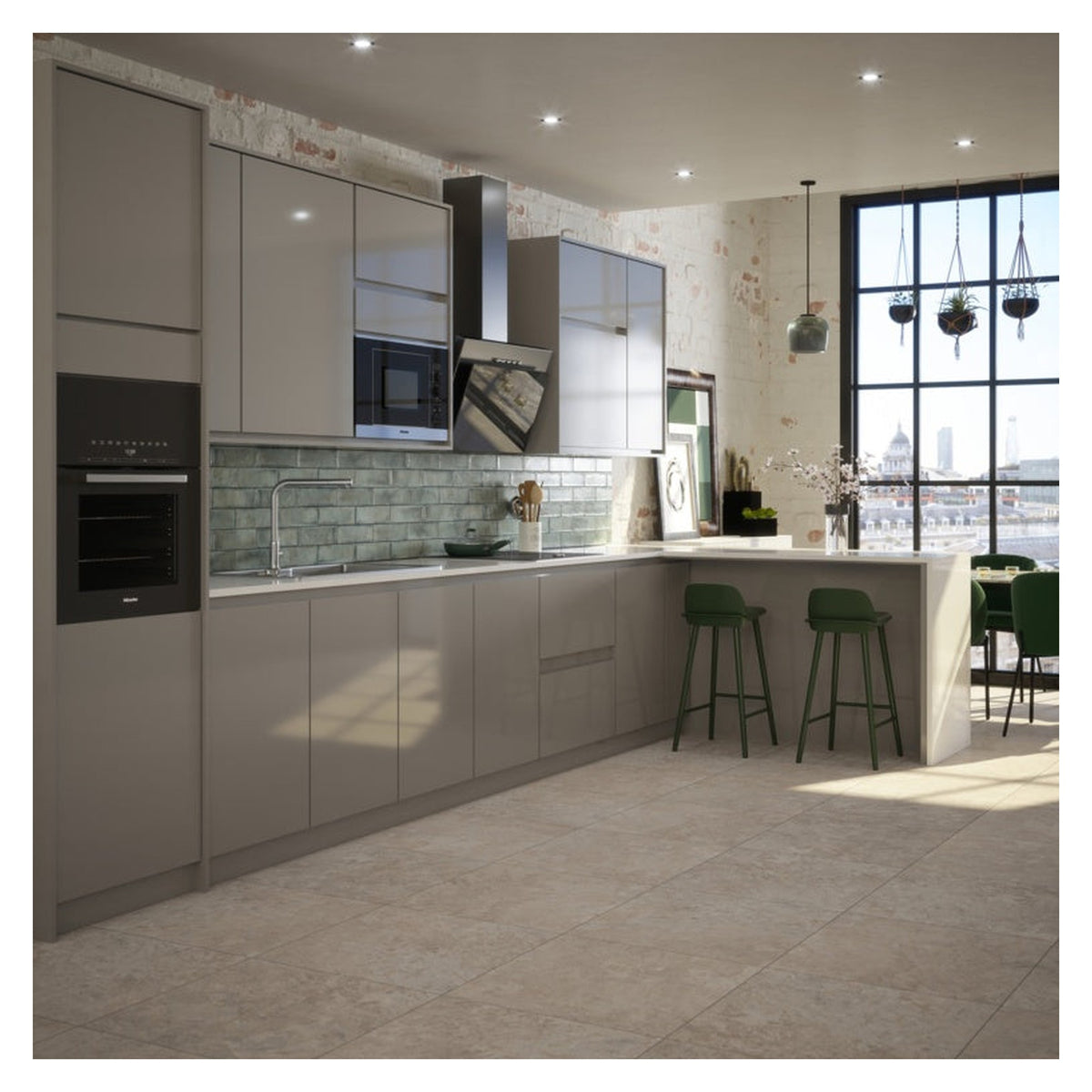 Johnson Tiles Melrose Moss gloss wall tile 245 x 75mm, view 3