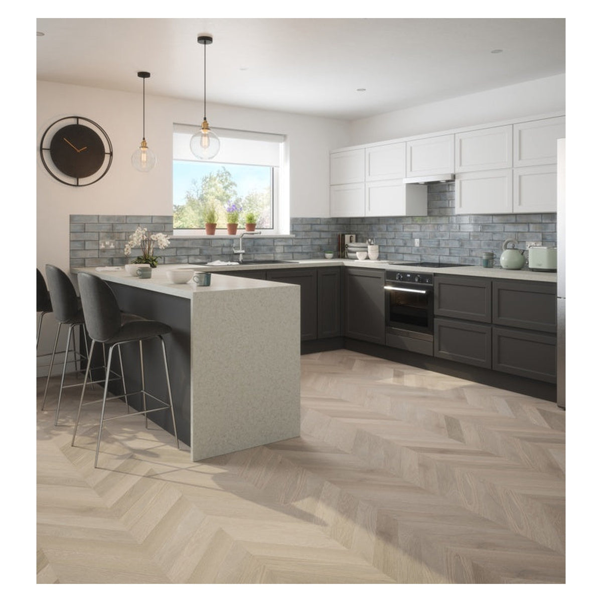 Johnson Tiles Melrose Pewter gloss wall tile 245 x 75mm, view 2