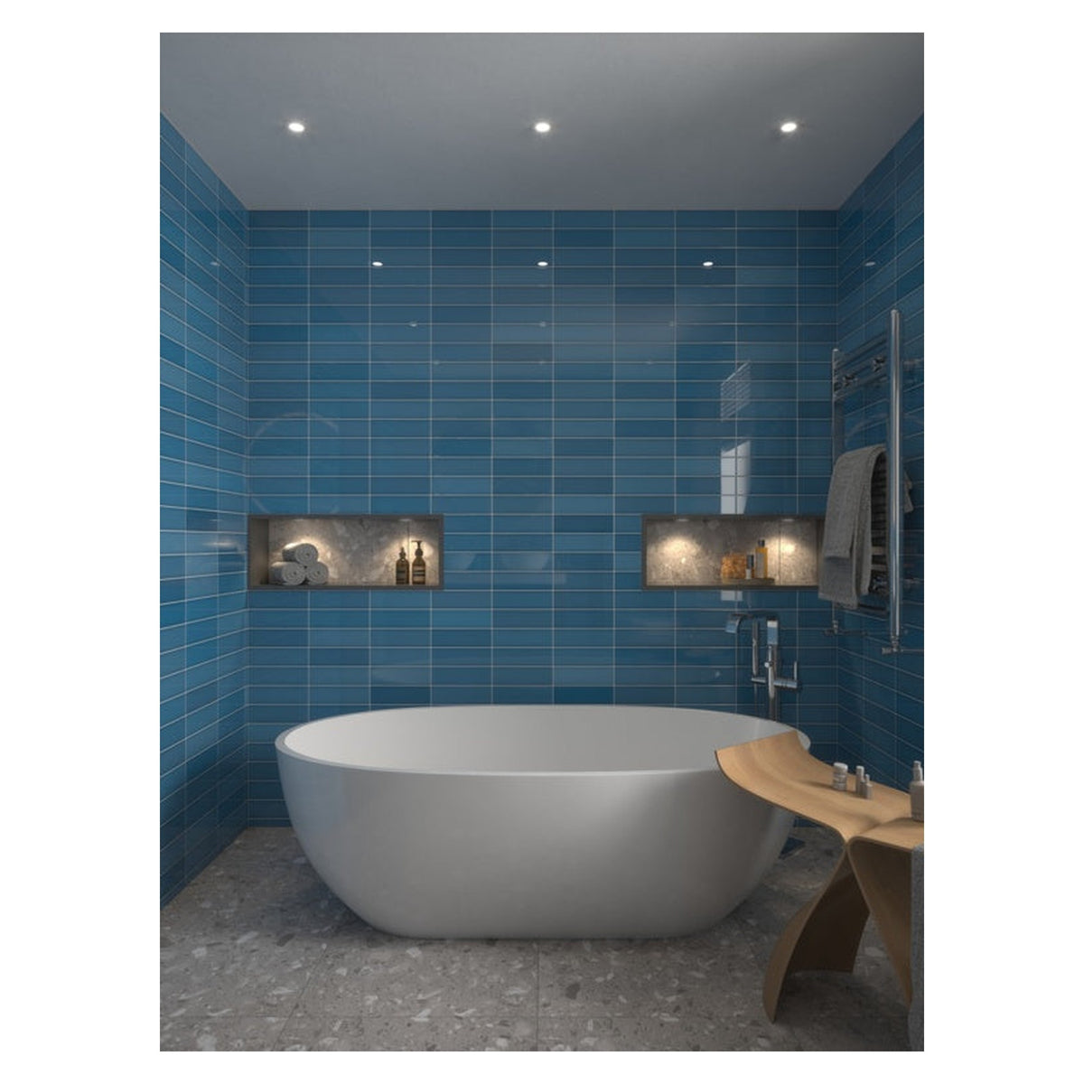 Johnson Tiles South Bank Azure gloss wall tile, view 2