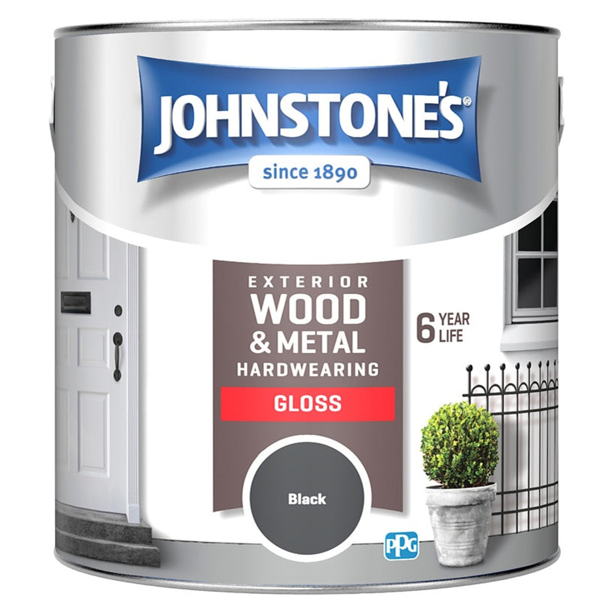 Johnstone's 6 Year Exterior Gloss 2.5L tin in Black