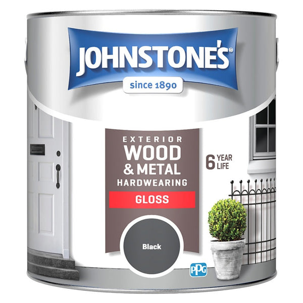 Johnstone's 6 Year Exterior Gloss 2.5L tin in Black