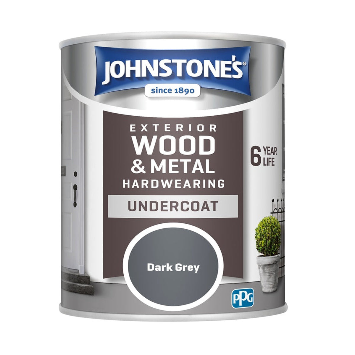 Johnstone's 6 Year Exterior Undercoat 750ml tin in Dark Grey