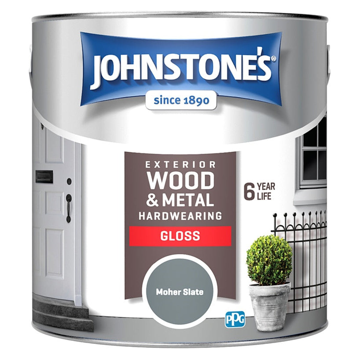 Johnstone's Exterior Hardwearing Gloss 2.5L tin in Moher Slate