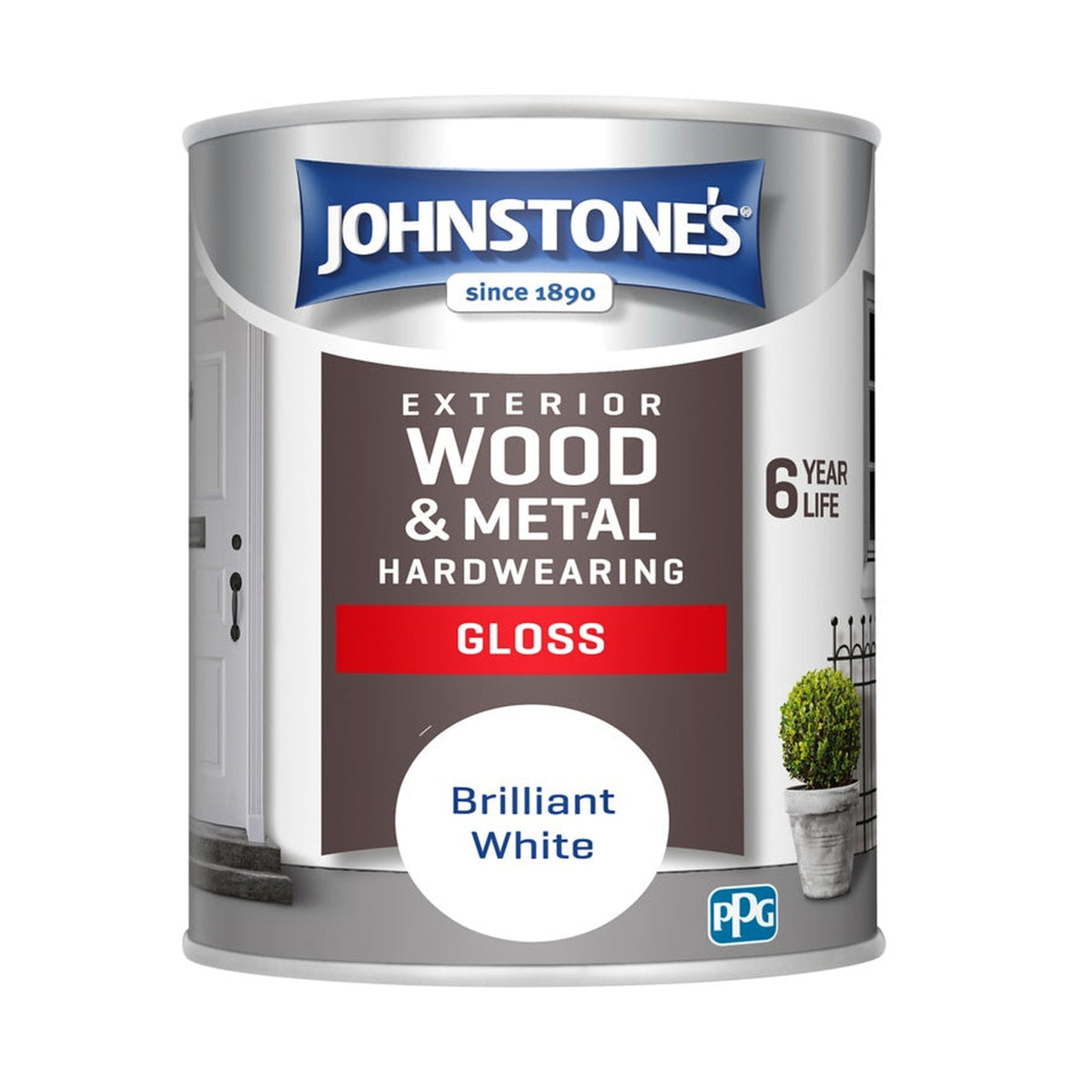 Johnstone's Exterior Hardwearing Gloss 750ml tin in Brilliant White