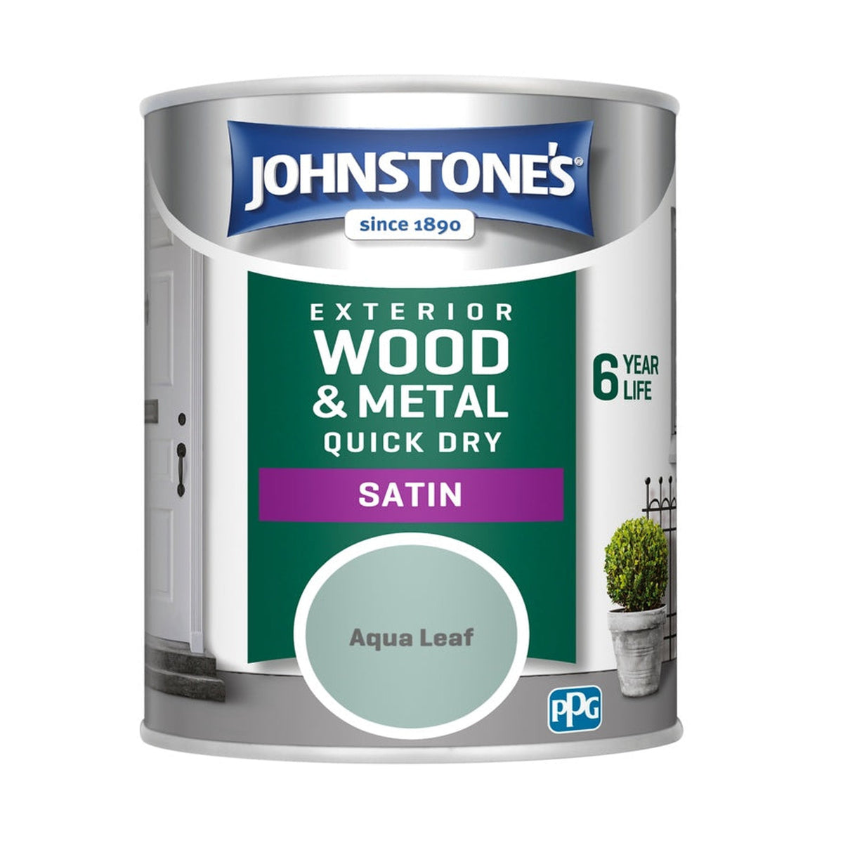 Johnstone's Exterior Quick Dry Satin 750ml tin in Aqua Leaf