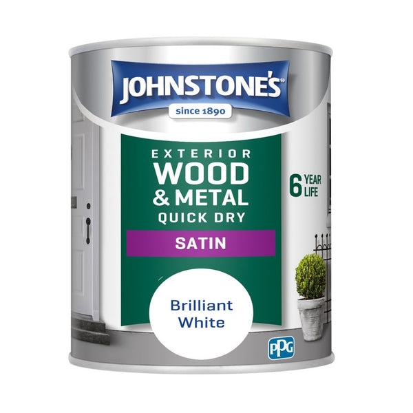 Johnstone's Exterior Quick Dry Satin 750ml in Brilliant White