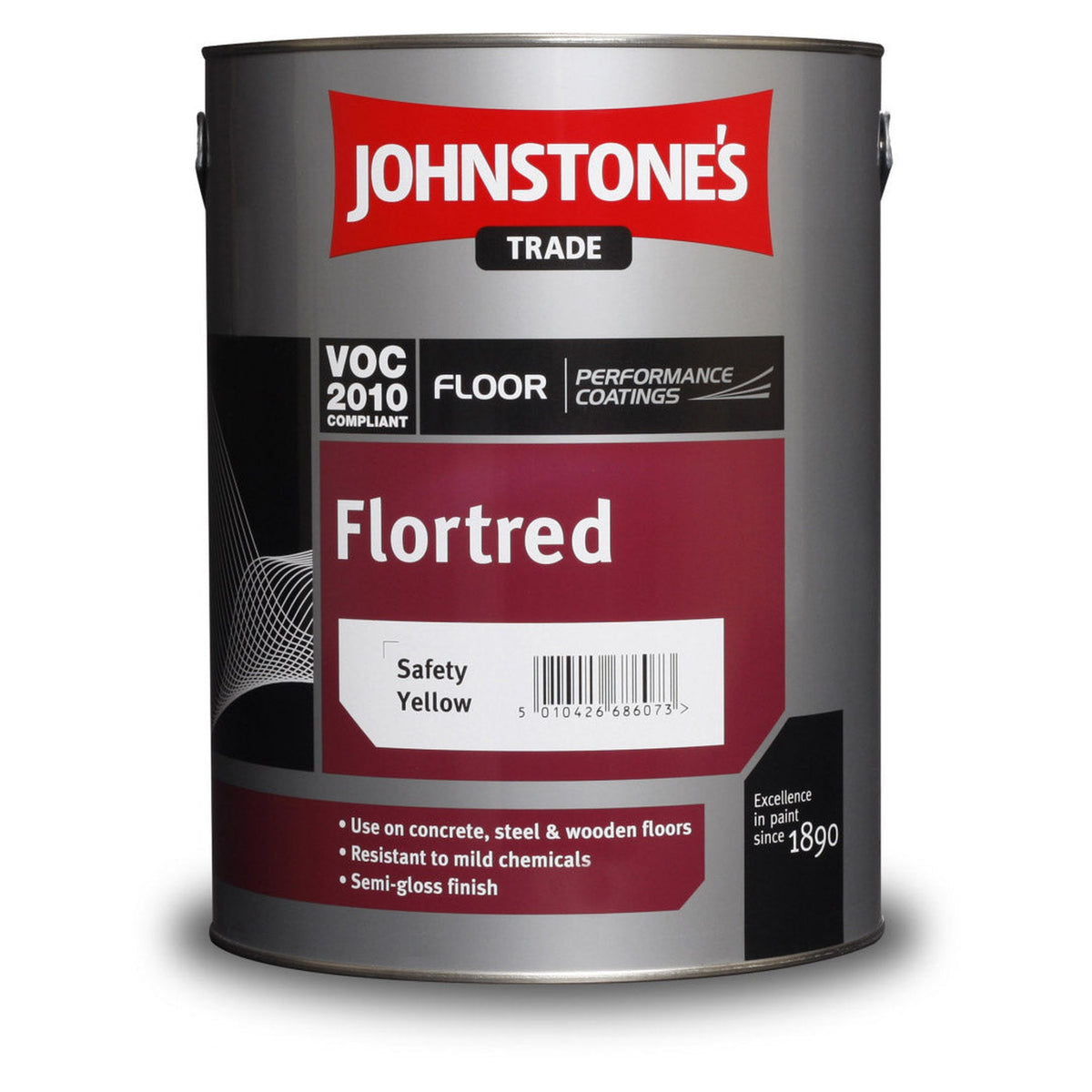 Johnstone's Flortred floor paint 5L in Safety Yellow