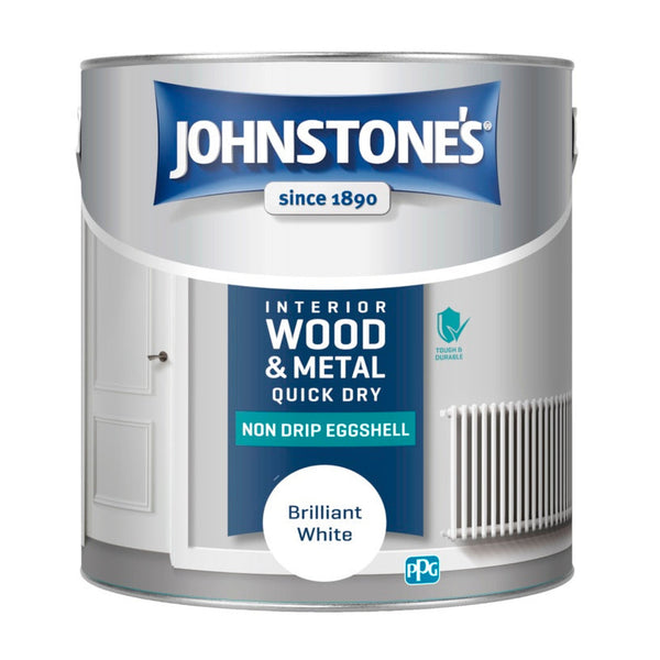Johnstone's Quick Dry Non Drip Eggshell 2.5L tin in Brilliant White
