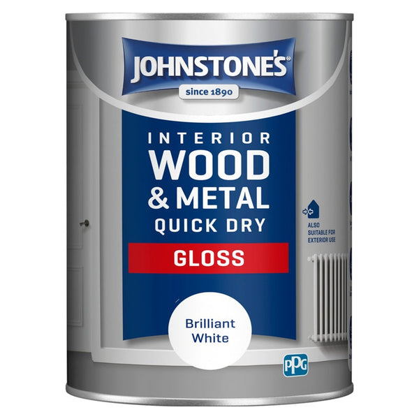 Johnstone's Quick Dry Non Drip Gloss 1.25L tin in Brilliant White