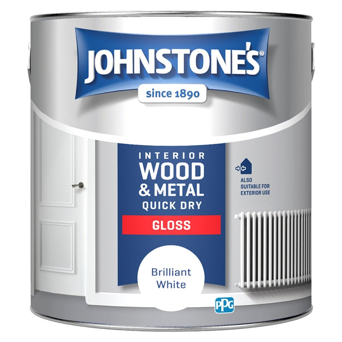 Johnstone's Quick Dry Non Drip Gloss 2.5L tin in Brilliant White