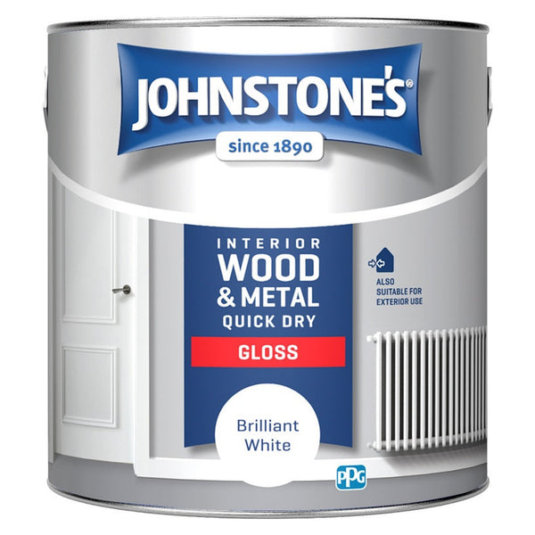 Johnstone's Quick Dry Non Drip Gloss 2.5L tin in Brilliant White