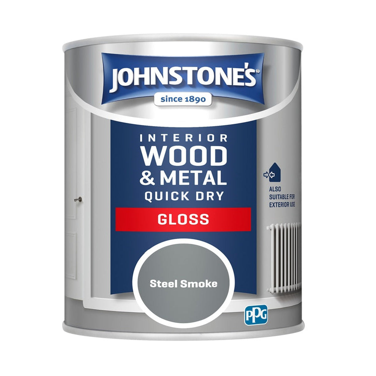 Johnstone's Quick Dry Non Drip Gloss 750ml tin in Steel Smoke