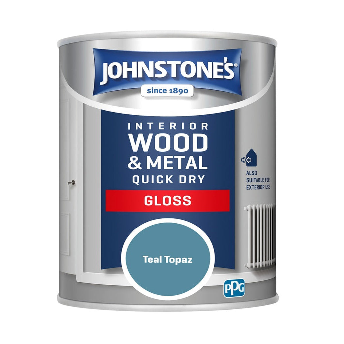 Johnstone's Quick Dry Non Drip Gloss 750ml tin in Teal Topaz