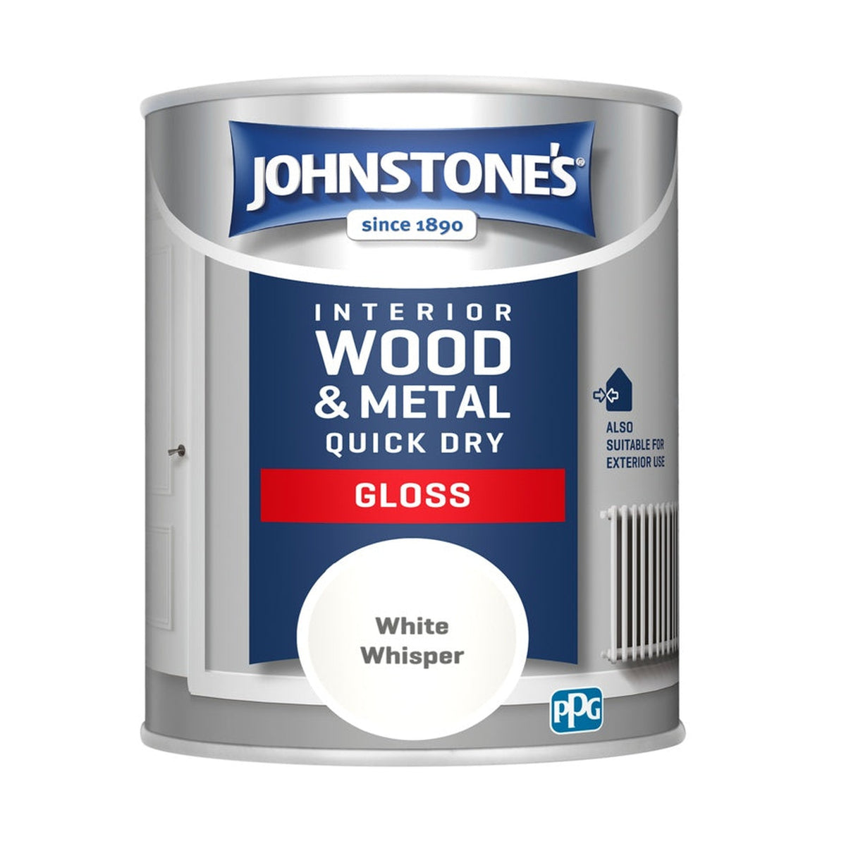 Johnstone's Quick Dry Non Drip Gloss 750ml tin in White Whisper