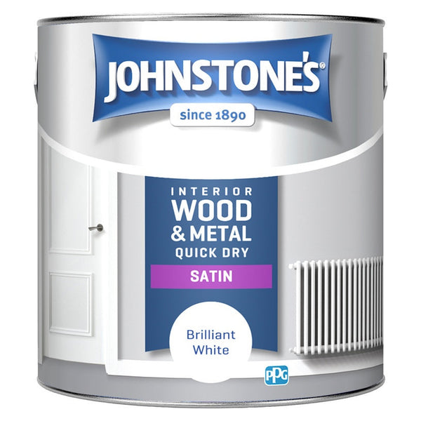 Johnstone's Quick Dry Non Drip Satin 2.5L tin in Brilliant White