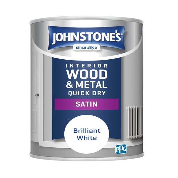 Johnstone's Quick Dry Non Drip Satin 750ml tin in Brilliant White