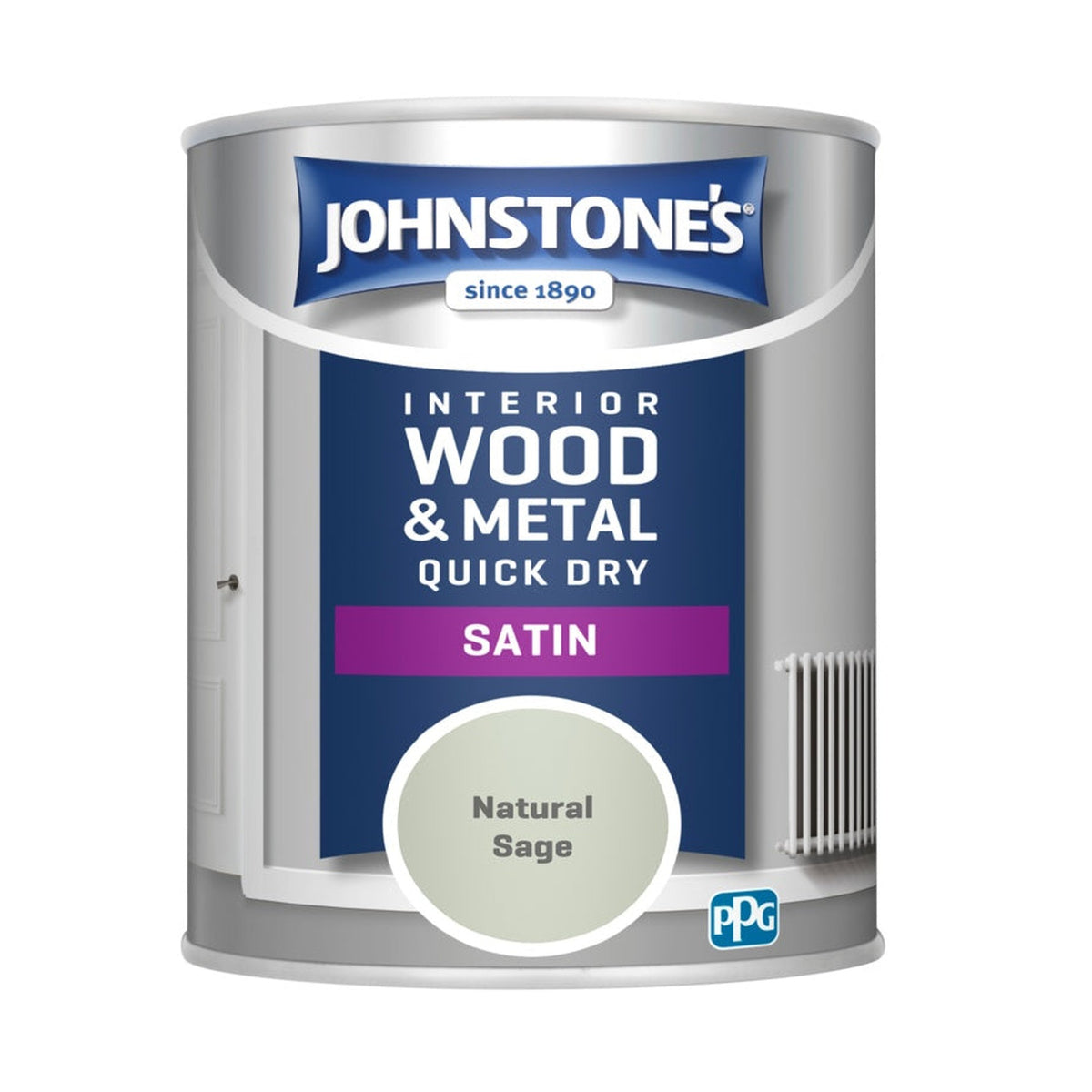 Johnstone's Quick Dry Non Drip Satin 750ml tin in Natural Sage
