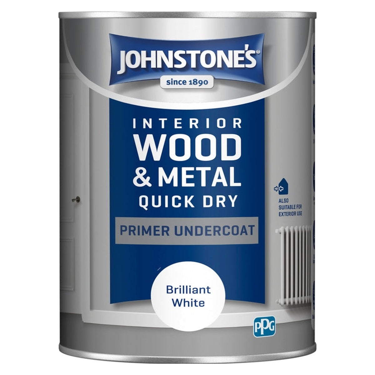 Johnstone's Quick Dry Primer Undercoat 1.25L in Brilliant White