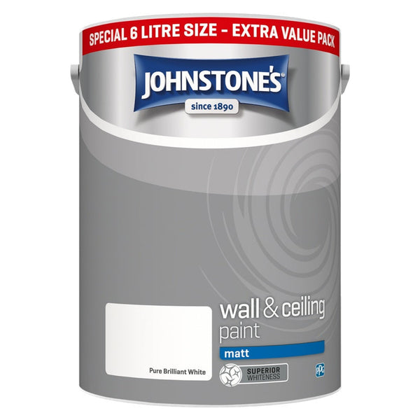 Johnstone's Wall & Ceiling Matt 6L tin in Brilliant White