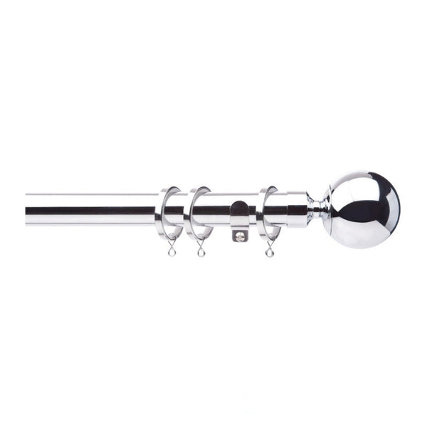 Jones Interiors Cosmos 28mm chrome metal curtain pole kit, 240cm