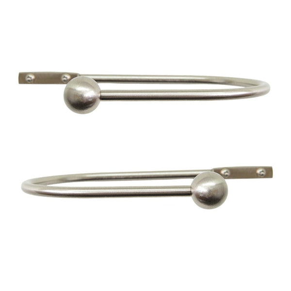 Jones Interiors Cosmos metal curtain holdback in matt nickel