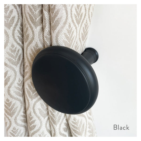 Jones Interiors Shore black wood curtain holdbacks, pair