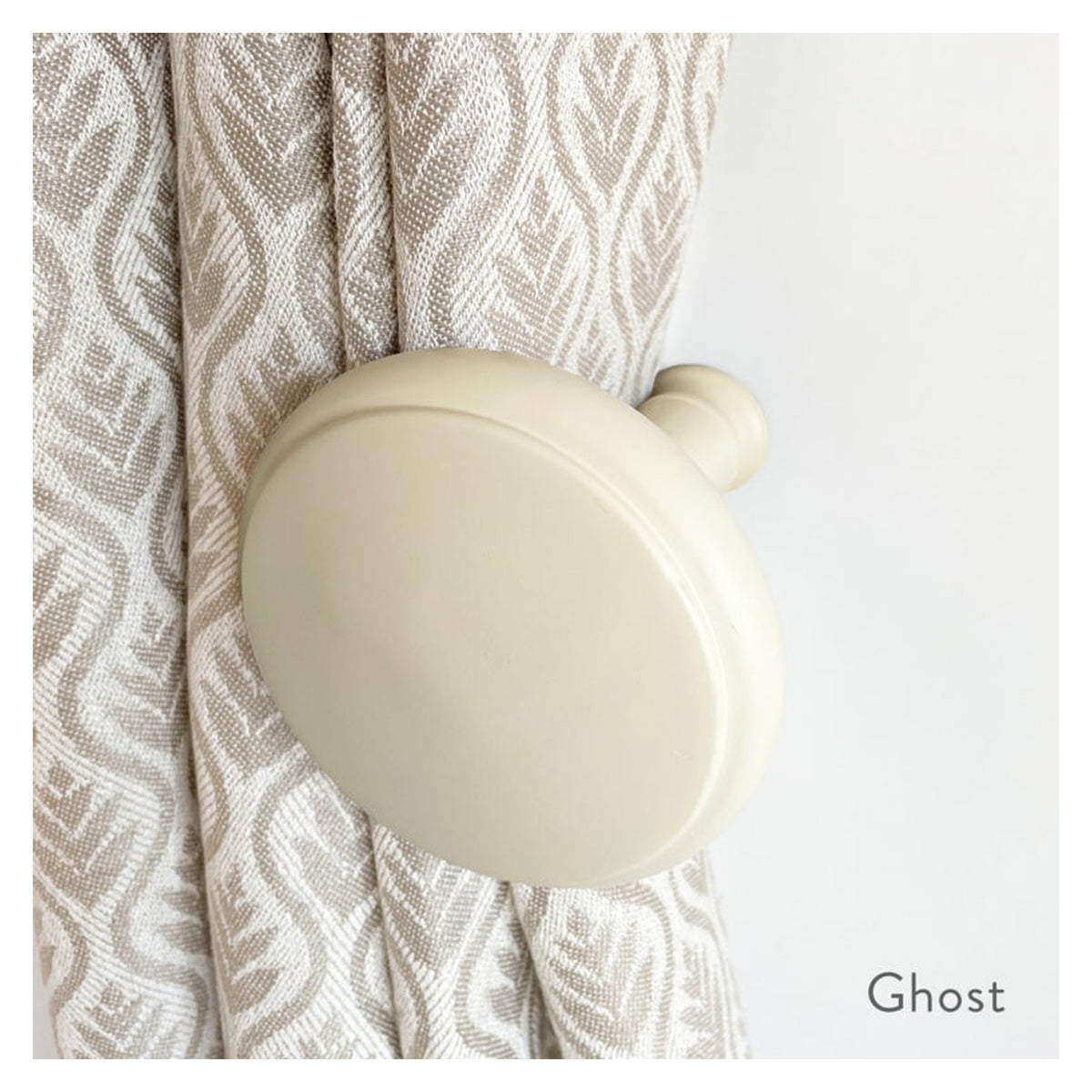 Jones Interiors Shore wood holdbacks Ghost pair