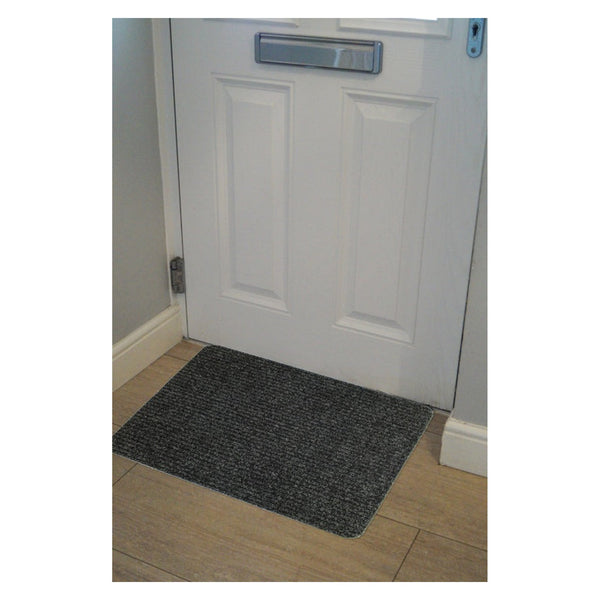 JVL ribbed indoor doormat in anthracite, 50 x 80cm