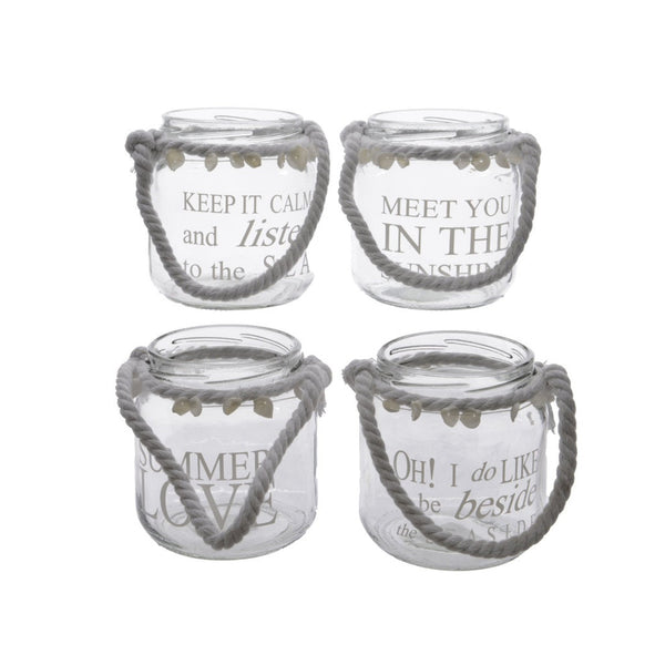Kaemingk glass tealight with bow shells