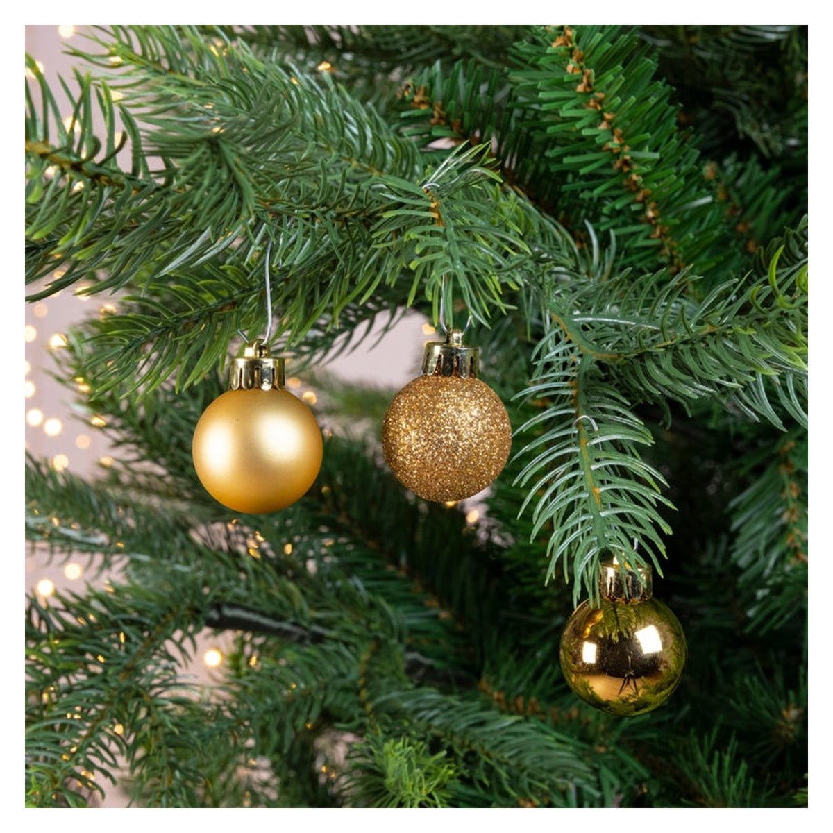 Kaemingk light gold shatterproof baubles, 3cm, view 2