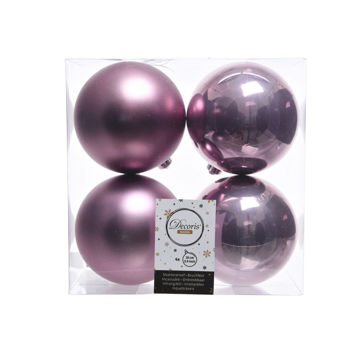 Kaemingk 10cm shatterproof plain baubles in lilac