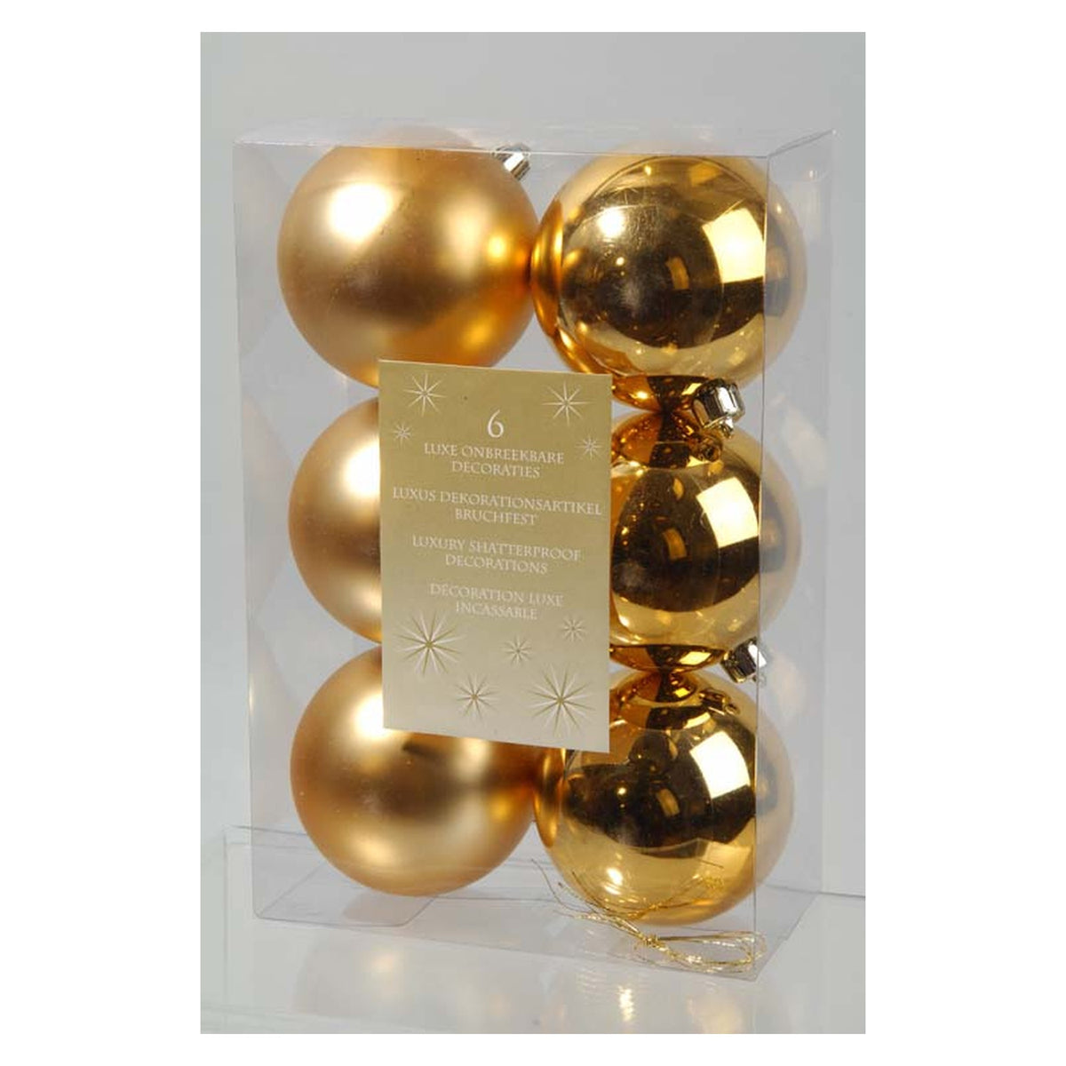 Kaemingk light gold shatterproof plain baubles, 80mm