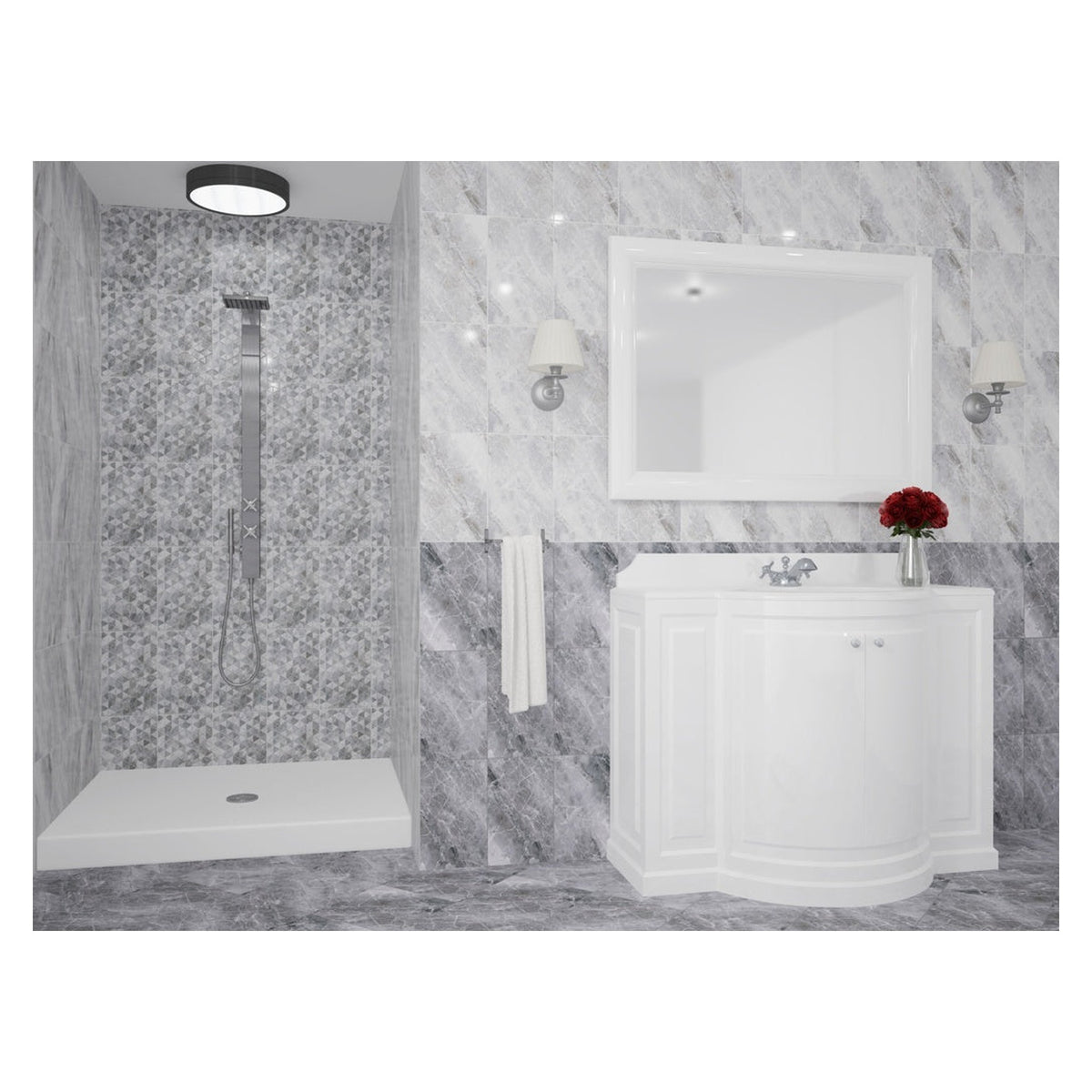 Kai Jasper light grey marble wall tile 24 x 40cm, view 2