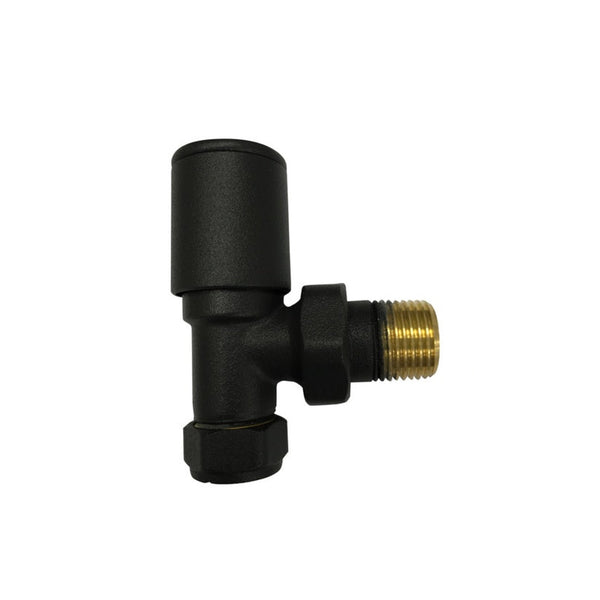 Kartell black angled radiator valve pair, 15mm