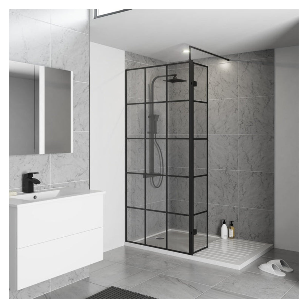 Kartell Krittal black wetroom screen 1000mm